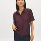 Winetasting Matte Satin Blouse with Bubble Sleeves - Side View - Suzy Shier