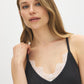 Charcoal Melange Lace Trim Tank Top - Front View - Suzy Shier