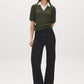 Deep Depths Melange Jacquard Sweater with Poplin Collar - Front View - Suzy Shier