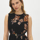 Jet Black Floral Pleated Sleeveless Dress - Front View - Suzy Shier