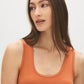 Black Sleeveless Organic Cotton Scoop Neck Tank - Close-up View - Suzy Shier