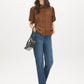 Bison Matte Satin Blouse with Bubble Sleeves - Front View - Suzy Shier