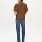 Bison Matte Satin Blouse with Bubble Sleeves - Back View - Suzy Shier