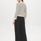 Beige/Navy Ruffle Detail Knit Cardigan - Back View - Suzy Shier