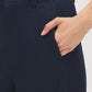 Navy High-Rise Barrel Leg Knit Pants - Pocket Detail - Suzy Shier