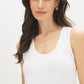 Black Sleeveless Organic Cotton Scoop Neck Tank - Close-up View - Suzy Shier