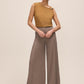 Oatmeal Mix Pleated Wide Leg Pants - Woman Wearing Flowing Silhouette Trousers - Le Chateau