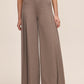 Oatmeal Mix Pleated Wide Leg Pants - Front View - Le Chateau