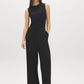 Jet Black Sleeveless Crew Neck Shell Top with Side Pleats - Suzy Shier
