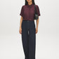 Winetasting Matte Satin Blouse with Bubble Sleeves - Front View - Suzy Shier