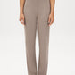 Lt Grey Pull-On Straight Leg Pant with Waist Tabs - Woman Wearing Clean Front Trousers - Suzy Shier
