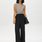 Lt Grey Sleeveless Crew Neck Shell Top with Side Pleats - Suzy Shier