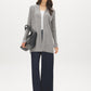 Dolphin Melange Long Cable Knit Open Cardigan - Full Front View - Suzy Shier