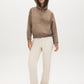 Wood Hooded Faux Suede Sweatshirt with Front Pocket - Front View - Suzy Shier