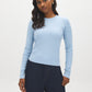 Ice Melange Cable Knit Crew Neck Sweater - Woman Wearing Textured Knit Sweater - Suzy Shier