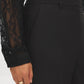 Black Front Zip Trousers with Elastic Back - Pocket Detail - Suzy Shier