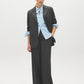 Charcoal/White Pinstripe Two-Button Blazer - Front View - Suzy Shier