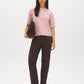 Zephyr/Off White Short Sleeve Double Layer Knit Sweater - Front View - Suzy Shier