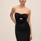 Black Strapless Gown with Rosette Trim - Upper Body Detail - Le Chateau