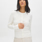 Snow White Cable Stitch Button-Front Cardigan - Woman Wearing Knit Sweater - Suzy Shier