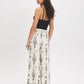 White Wide-Leg Viscose Pants with Black Border Print - Woman Wearing Casual Pull-On Pants - Suzy Shier