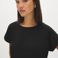 Black Dolman Sleeve Jersey Top - Close-up Fabric Detail - Suzy Shier