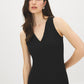 Black V-Neck Sleeveless Knit Dress - Side Profile View - Suzy Shier