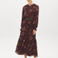 Winetasting Paisley Print Maxi Dress - Woman Wearing Long Sleeve Tiered Dress - Suzy Shier