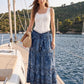 Paisley Placement Print Smocked Waist Maxi Skirt - Woman Wearing Tiered Maxi Skirt - Suzy Shier